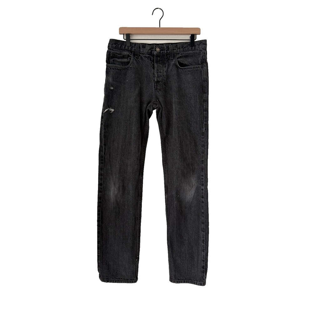 Gucci Uniform Jeans Men Size 48 Black Denim Italy Distressed Straight Leg Casual